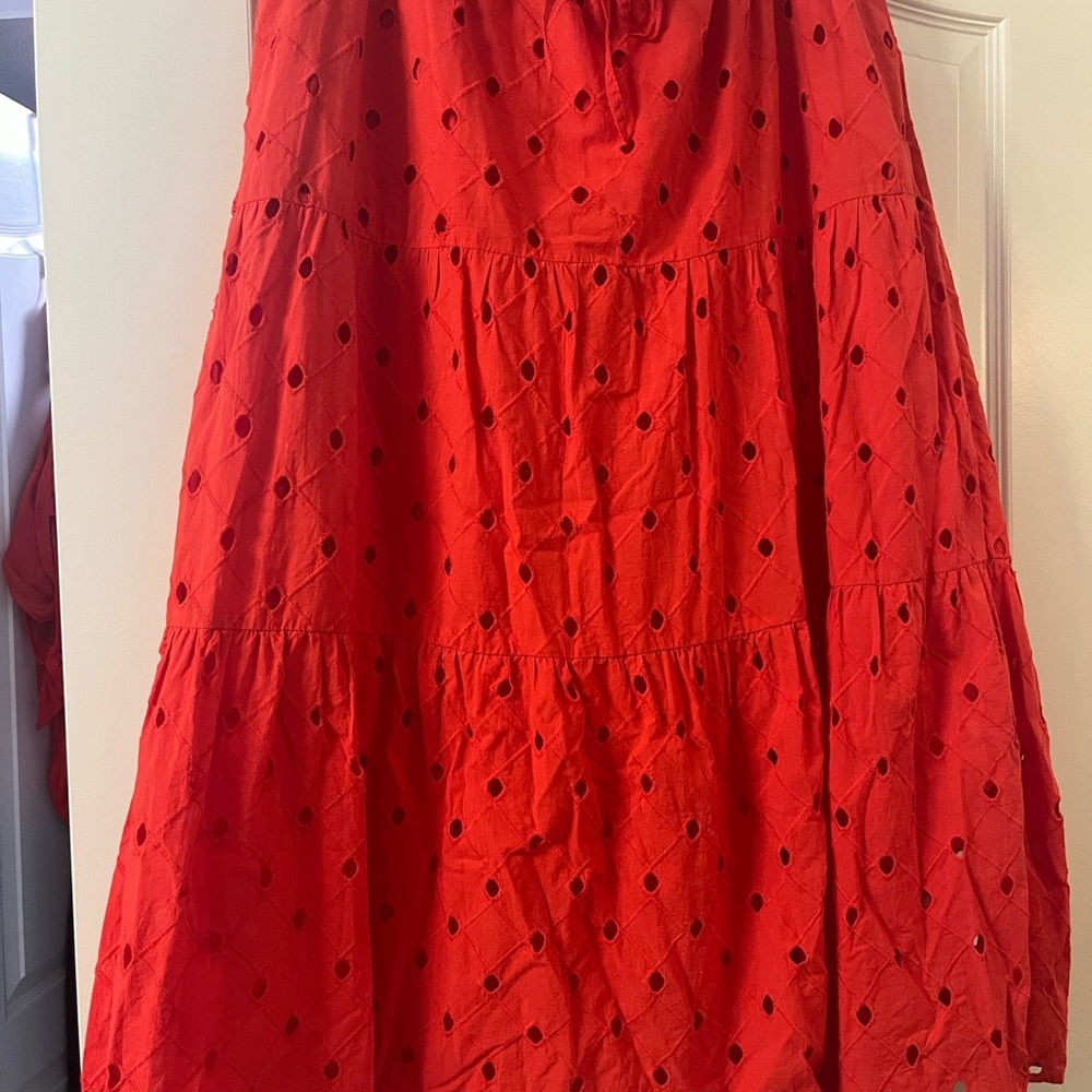 A New Day 100% Cotton Eyelet Red Skirt